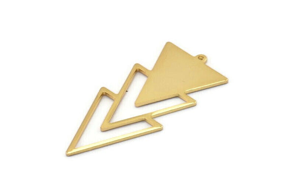 Gold Triangle Charm, Gold Plated Brass Triangle Charms With 1 Loop (49x21x1mm) M01120