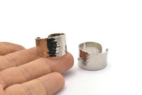 Hammered Ring Setting - 1 Silver Tone Brass Hammered Adjustable Smooth Ring Setting for Soldering With 1 Loop (20-23mm) E583 H1235