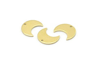 Brass Moon Charm, 24 Raw Brass Crescent Moon Charms With 1 Hole (15x8x1mm) M01844