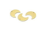 Brass Moon Charm, 24 Raw Brass Crescent Moon Charms With 1 Hole (15x8x1mm) M01844