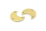 Brass Moon Charm, 24 Raw Brass Crescent Moon Charms With 3 Holes (15x8x1mm) M01847