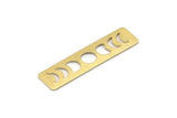 Brass Rectangle Blank, 8 Textured Raw Brass Moon Phases Stamping Blanks (40x10x0.80mm) M01833