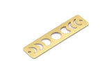 Brass Rectangle Charm, 8 Textured Raw Brass Moon Phases Charms With 2 Holes, Stamping Blanks (40x10x0.80mm) M01838