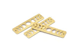 Brass Rectangle Charm, 8 Textured Raw Brass Moon Phases Charms With 2 Holes, Stamping Blanks (40x10x0.80mm) M01838