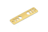 Brass Rectangle Charm, 8 Textured Raw Brass Moon Phases Charms With 2 Holes, Stamping Blanks (40x10x0.80mm) M01836