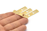 Brass Rectangle Charm, 8 Textured Raw Brass Moon Phases Charms With 2 Holes, Stamping Blanks (40x10x0.80mm) M01836