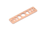 Copper Rectangle Charm, 8 Raw Copper Moon Phases Charms With 2 Holes, Stamping Blanks (40x10x0.80mm) M01887