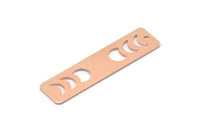 Bakır Dikdörtgen Charm, 1 Delikli 8 Ham Bakır Ay Evreleri Charm'ı, Damgalama Boşlukları (40x10x0,80 mm) M01883