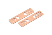 Bakır Dikdörtgen Charm, 1 Delikli 8 Ham Bakır Ay Evreleri Charm'ı, Damgalama Boşlukları (40x10x0,80 mm) M01883