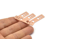 Bakır Dikdörtgen Charm, 1 Delikli 8 Ham Bakır Ay Evreleri Charm'ı, Damgalama Boşlukları (40x10x0,80 mm) M01883