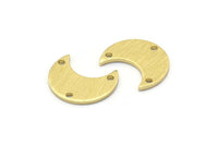 Brass Moon Charm, 24 Textured  Raw Brass Crescent Moon Charms With 3 Holes (15x8x1mm) M01860