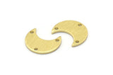 Brass Moon Charm, 24 Textured  Raw Brass Crescent Moon Charms With 3 Holes (15x8x1mm) M01860