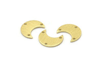 Brass Moon Charm, 24 Textured  Raw Brass Crescent Moon Charms With 3 Holes (15x8x1mm) M01860