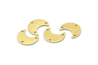 Brass Moon Charm, 24 Textured  Raw Brass Crescent Moon Charms With 3 Holes (15x8x1mm) M01860