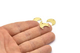 Brass Moon Charm, 24 Textured  Raw Brass Crescent Moon Charms With 3 Holes (15x8x1mm) M01860