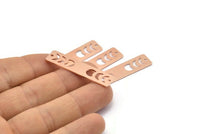 Bakır Dikdörtgen Charm, 2 Delikli 8 Ham Bakır Ay Evreleri Charm'ı, Damgalama Boşlukları (40x10x0,80 mm) M01884