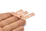 Bakır Dikdörtgen Charm, 2 Delikli 8 Ham Bakır Ay Evreleri Charm'ı, Damgalama Boşlukları (40x10x0,80 mm) M01884