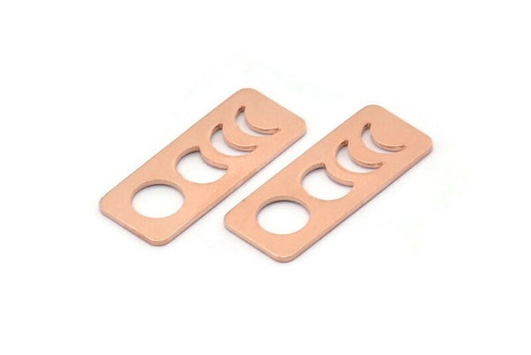 Bakır Dikdörtgen Boş, 8 Ham Bakır Ay Evreleri Damgalama Boşluğu (25x10x0,80 mm) M01886