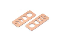 Bakır Dikdörtgen Charm, 1 Delikli 8 Ham Bakır Ay Evreleri Charm'ı, Damgalama Boşlukları (25x10x0,80 mm) M01885