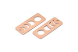 Bakır Dikdörtgen Charm, 1 Delikli 8 Ham Bakır Ay Evreleri Charm'ı, Damgalama Boşlukları (25x10x0,80 mm) M01885