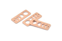 Bakır Dikdörtgen Charm, 1 Delikli 8 Ham Bakır Ay Evreleri Charm'ı, Damgalama Boşlukları (25x10x0,80 mm) M01885