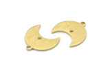 Brass Moon Charm, 24 Textured Raw Brass Crescent Moon Charms With 1 Loop And 1 Hole (15x9x1mm) M01840