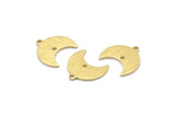 Brass Moon Charm, 24 Textured Raw Brass Crescent Moon Charms With 1 Loop And 1 Hole (15x9x1mm) M01840