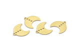 Brass Moon Charm, 24 Textured Raw Brass Crescent Moon Charms With 1 Loop And 3 Holes (15x9x1mm) M01841