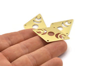 Brass Diamond Charm, 6  Raw Brass Moon Charms With 2 Holes, Rhombus Blanks (40x26x0.80mm) M01671