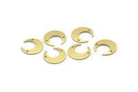 Brass Moon Charm, 12 Raw Brass Crescent Moon Charms With 2 Holes (14x13.5x0.80mm) M01654