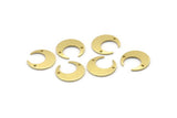 Brass Moon Charm, 12 Raw Brass Crescent Moon Charms With 2 Holes (14x13.5x0.80mm) M01654