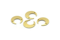 Brass Moon Charm, 12 Raw Brass Crescent Moon Charms With 2 Holes (14x13.5x0.80mm) M01654