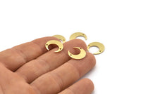 Brass Moon Charm, 12 Raw Brass Crescent Moon Charms With 2 Holes (14x13.5x0.80mm) M01654