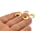 Brass Moon Charm, 12 Raw Brass Crescent Moon Charms With 2 Holes (14x13.5x0.80mm) M01654