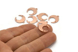 Copper Moon Charm, 12 Raw Copper Crescent Moon With 1 Loop And 2 Holes, Earrings (16x14x0.80mm) M01633