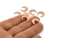 Bakır Ay Tılsımı, 2 Delikli 12 Ham Bakır Hilal Ay Tılsımı (14x13,5x0,80 mm) M01631