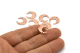 Copper Moon Charm, 12 Raw Copper Crescent Moon Charms With 3 Holes (14x13.5x0.80mm) M01632