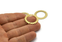 Brass Circle Charm, 2 Raw Brass Circle Charms With 2 Holes, Brass Pendants, Findings, Connectors (25x0.80mm) M01614