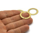 Brass Circle Charm, 2 Raw Brass Circle Charms With 2 Holes, Brass Pendants, Findings, Connectors (25x0.80mm) M01614