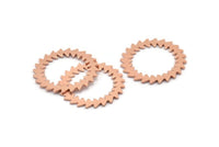 Copper Circle Charm, 2 Raw Copper Circle Charms, Copper Connectors, Findings, Connectors (25x0.80mm) M01624
