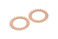 Copper Circle Charm, 2 Raw Copper Circle Charms, Copper Connectors, Findings, Connectors (34x0.80mm) M01622