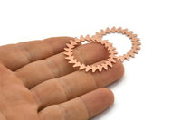 Copper Circle Charm, 2 Raw Copper Circle Charms, Copper Connectors, Findings, Connectors (34x0.80mm) M01622