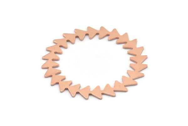 Copper Circle Charm, 2 Raw Copper Circle Charms, Copper Connectors, Findings, Connectors (42x0.80mm) M01571