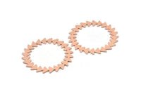 Copper Circle Charm, 2 Raw Copper Circle Charms, Copper Connectors, Findings, Connectors (42x0.80mm) M01571