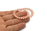 Copper Circle Charm, 2 Raw Copper Circle Charms, Copper Connectors, Findings, Connectors (42x0.80mm) M01571