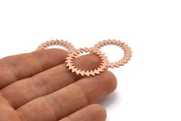 Copper Circle Charm, 2 Raw Copper Circle Charms With 1 Hole, Copper Connectors, Findings, Connectors (25x0.80mm) M01623