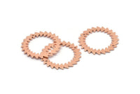Copper Circle Charm, 2 Raw Copper Circle Charms With 2 Holes, Copper Connectors, Findings, Connectors (25x0.80mm) M01625