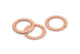 Copper Circle Charm, 2 Raw Copper Circle Charms With 2 Holes, Copper Connectors, Findings, Connectors (25x0.80mm) M01625