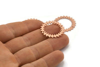 Copper Circle Charm, 2 Raw Copper Circle Charms With 2 Holes, Copper Connectors, Findings, Connectors (25x0.80mm) M01625