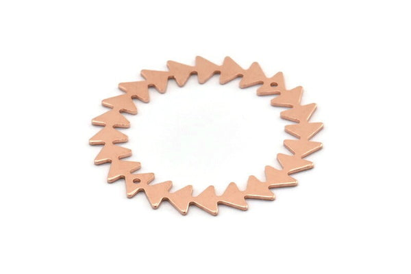 Copper Circle Charm, 2 Raw Copper Circle Charms With 2 Holes, Copper Connectors, Findings, Connectors (42x0.80mm) M01621